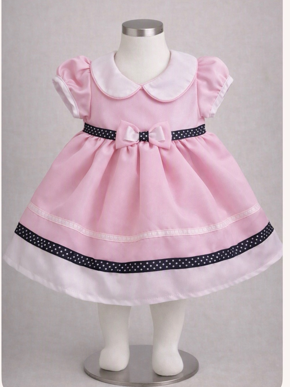 Rare Editions Pink and Navy Peter Pan Collar Party Dress